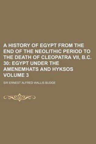 Cover of A History of Egypt from the End of the Neolithic Period to the Death of Cleopatra VII, B.C. 30 Volume 3; Egypt Under the Amenemhats and Hyksos