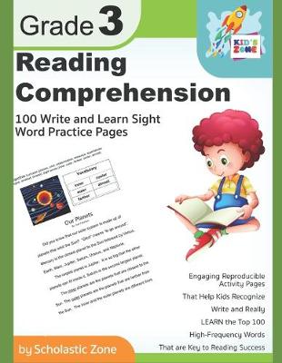 Book cover for Reading Comprehension Grade 3, 100 Write-and-Learn Sight Word Practice Pages