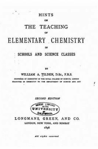 Cover of Hints on the Teaching of Elementary Chemistry in Schools and Science Classes