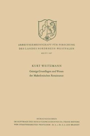 Cover of Geistige Grundlagen Und Wesen Der Makedonischen Renaissance