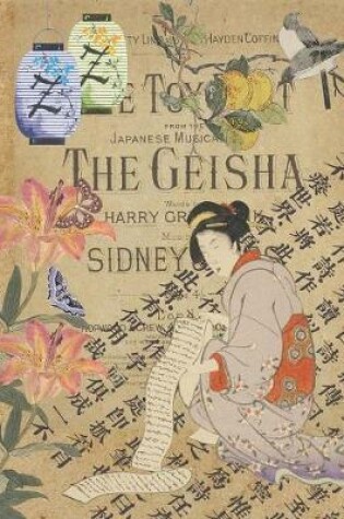 Cover of Multipurpose Composition Notebook - Vintage Japanese Art Collage - Woman With Scroll