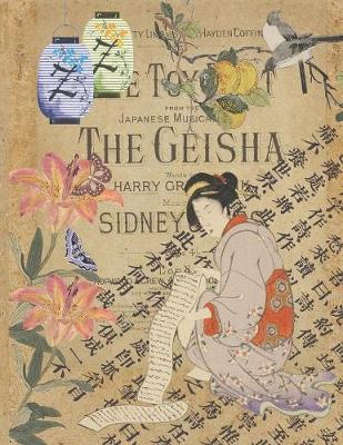 Book cover for Multipurpose Composition Notebook - Vintage Japanese Art Collage - Woman With Scroll