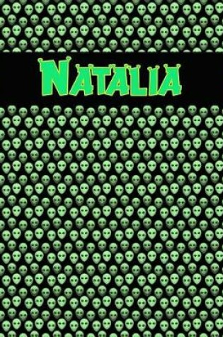 Cover of 120 Page Handwriting Practice Book with Green Alien Cover Natalia