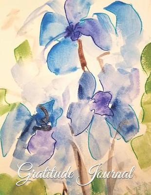 Book cover for Gratitude Journal - Blue Flowers Watercolor Painting