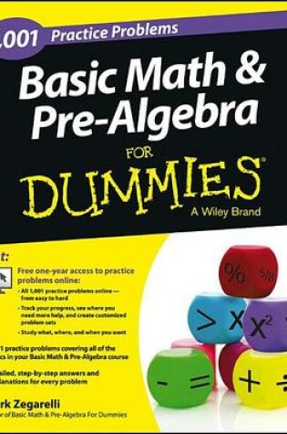 Cover of 1,001 Basic Math and Pre-Algebra Practice Problems for Dummies