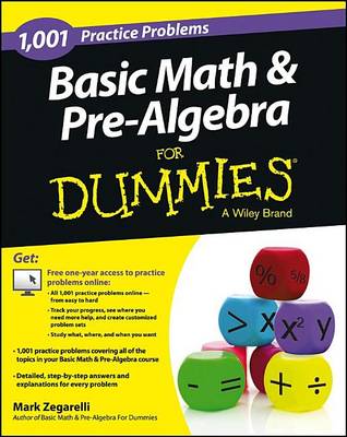 Book cover for 1,001 Basic Math and Pre-Algebra Practice Problems for Dummies