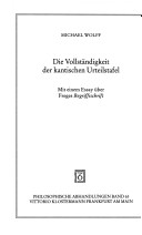 Book cover for Die Vollstandigkeit Der Kantischen Urteilstafel