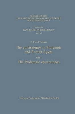 Book cover for The Epistrategos in Ptolemaic and Roman Egypt