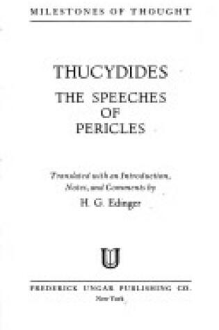 Cover of The Speeches of Pericles