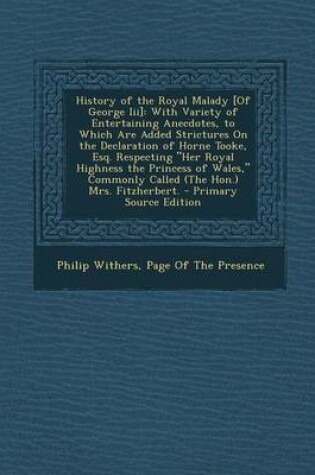 Cover of History of the Royal Malady [Of George III]