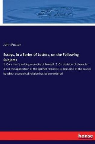 Cover of Essays, in a Series of Letters, on the Following Subjects