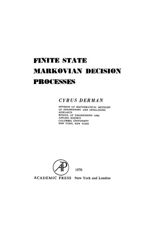 Cover of Finite State Markovian Decision Processes