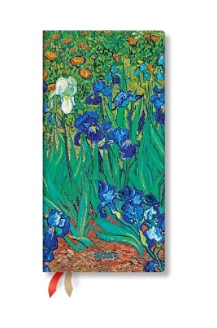 Cover of Van Gogh’s Irises Slim 12-month Horizontal Hardback Dayplanner 2025 (Elastic Band Closure)