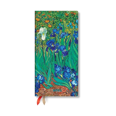 Book cover for Van Gogh’s Irises Slim 12-month Horizontal Hardback Dayplanner 2025 (Elastic Band Closure)