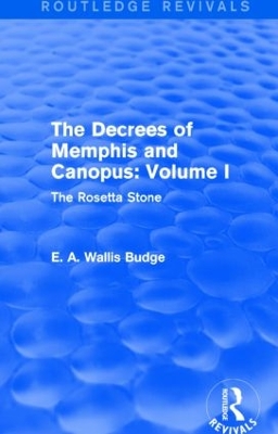 Cover of The Decrees of Memphis and Canopus: Vol. I (Routledge Revivals)