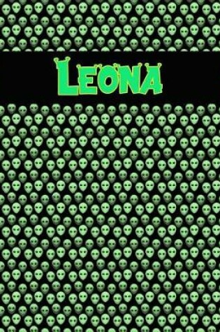 Cover of 120 Page Handwriting Practice Book with Green Alien Cover Leona