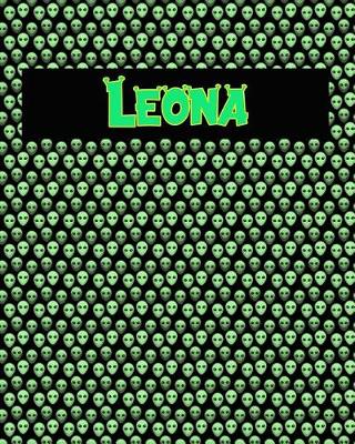 Book cover for 120 Page Handwriting Practice Book with Green Alien Cover Leona