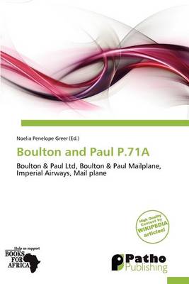 Cover of Boulton and Paul P.71a