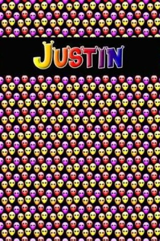 Cover of 120 Page Handwriting Practice Book with Colorful Alien Cover Justin