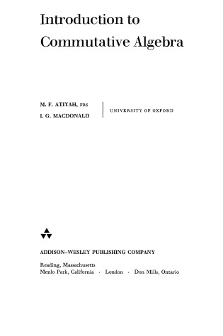 Cover of Introduction to Commutative Algebra