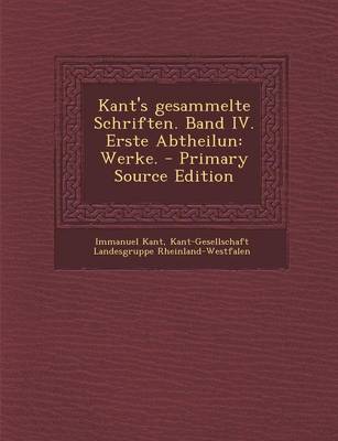 Book cover for Kant's Gesammelte Schriften. Band IV. Erste Abtheilun