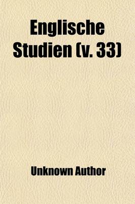 Book cover for Englische Studien Volume 33