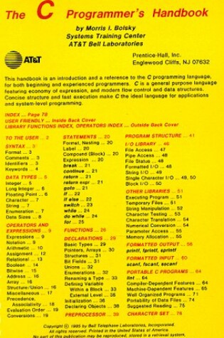 Cover of C. Programmer's Handbook