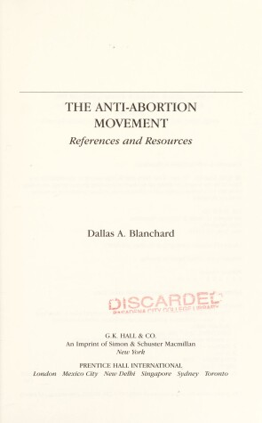 Book cover for The Anti-abortion Movement