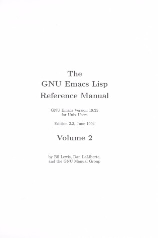 Cover of The Gnu Emacs LISP Reference Manual