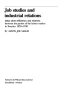 Book cover for Job Studies and Industrial Relations