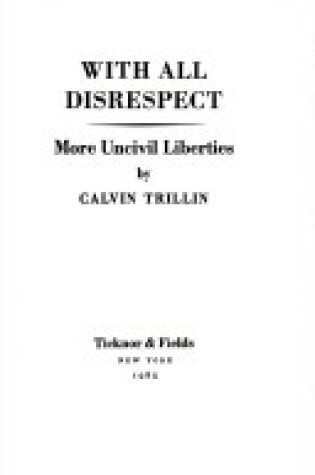 Cover of With All Disrespect