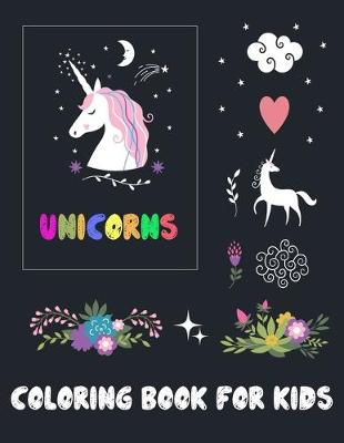 Book cover for unicorns coloring book for kids