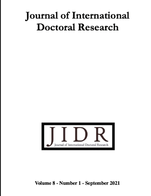 Book cover for Journal of International Doctoral research (JIDR), Volume 8, Number 1, 2021