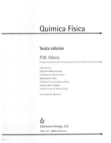 Book cover for Quimica Fisica (6ta. Edic.)