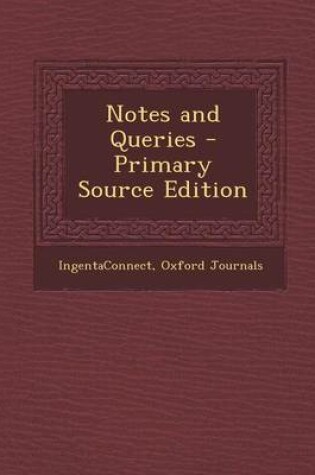 Cover of Notes and Queries - Primary Source Edition