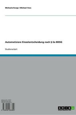 Cover of Automatisiere Einzelentscheidung Nach 6a Bdsg