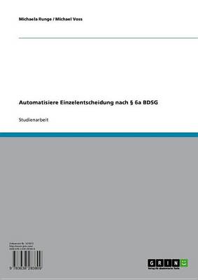 Book cover for Automatisiere Einzelentscheidung Nach 6a Bdsg