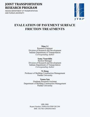 Book cover for Evaluation of Pavement Surface Friction Treatments