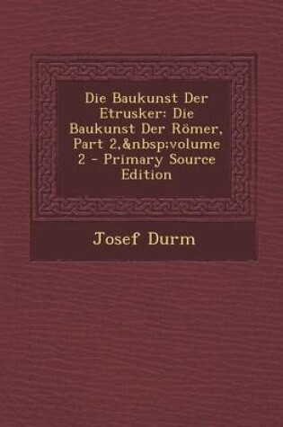 Cover of Die Baukunst Der Etrusker