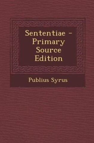 Cover of Sententiae