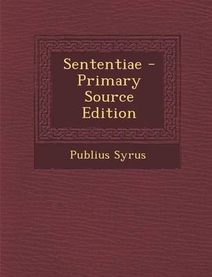 Book cover for Sententiae