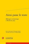 Book cover for Ainsi Passe Le Texte