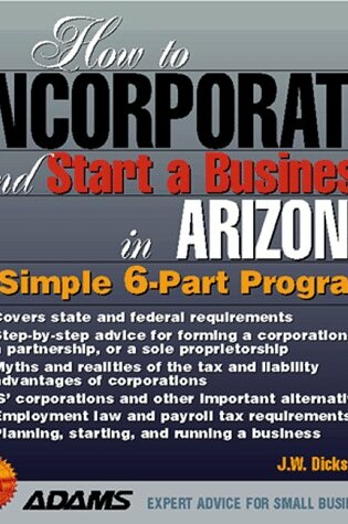 Cover of How to Incorporate and Start a Business in Arizona