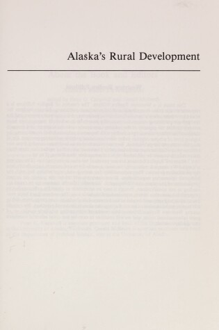 Cover of Alaska's Rural Development