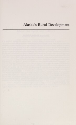 Book cover for Alaska's Rural Development