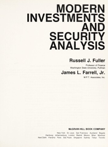 Book cover for Modern Investments and Security Analysis