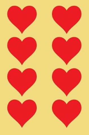 Cover of 100 Page Unlined Notebook - Red Hearts on Banana