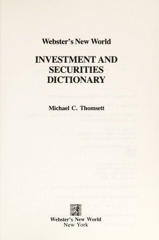 Cover of Webster's New World Investment and Securities Dictionary