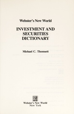 Book cover for Webster's New World Investment and Securities Dictionary