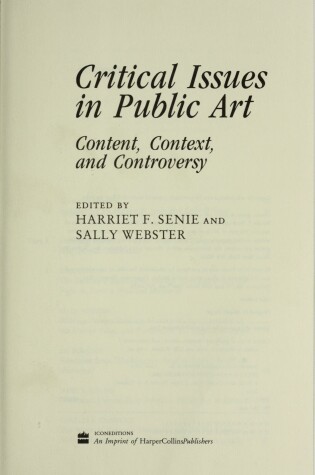 Cover of Critical Issues in Public Art